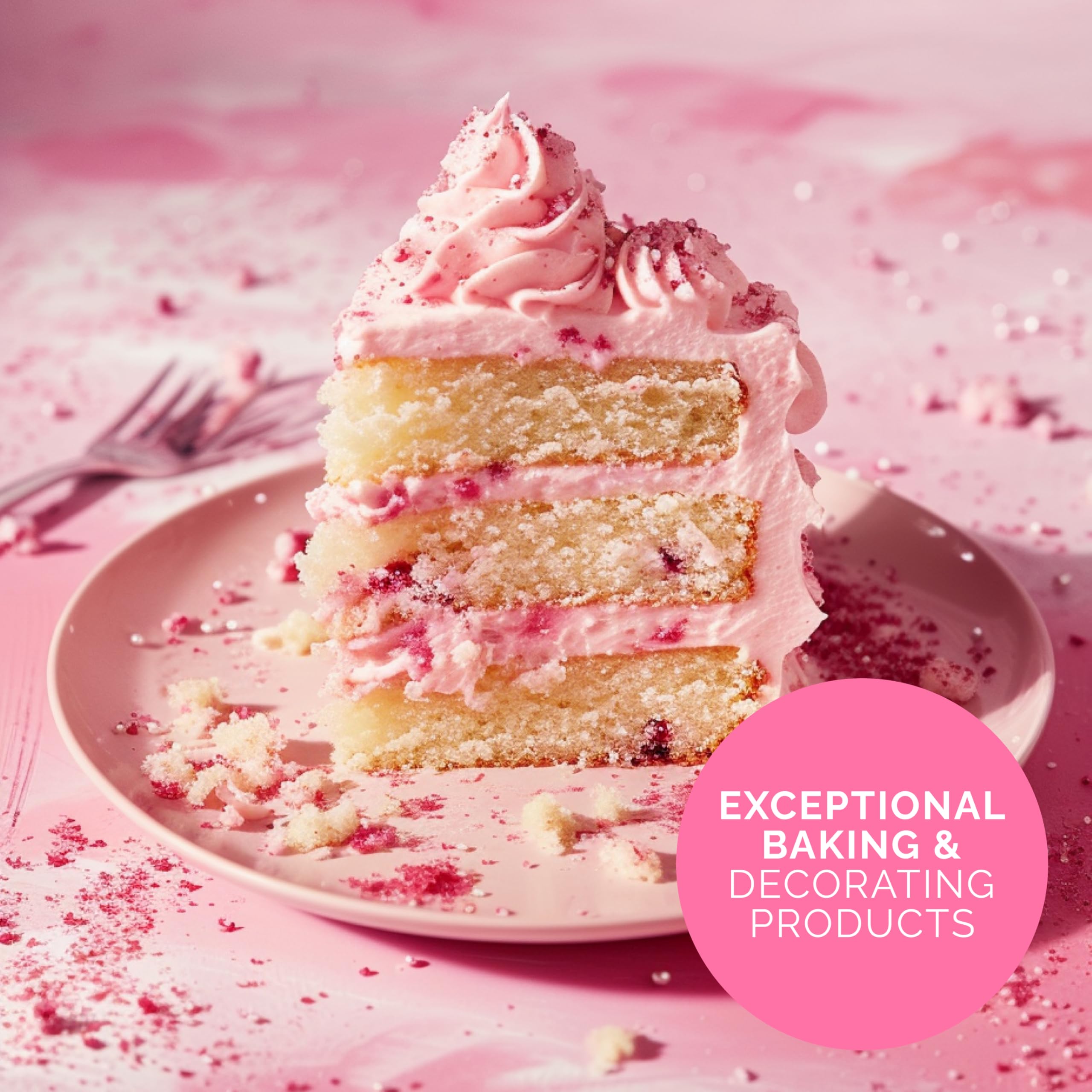 Cake Craft vanilla frosting swirls on cake showcase versatile application.