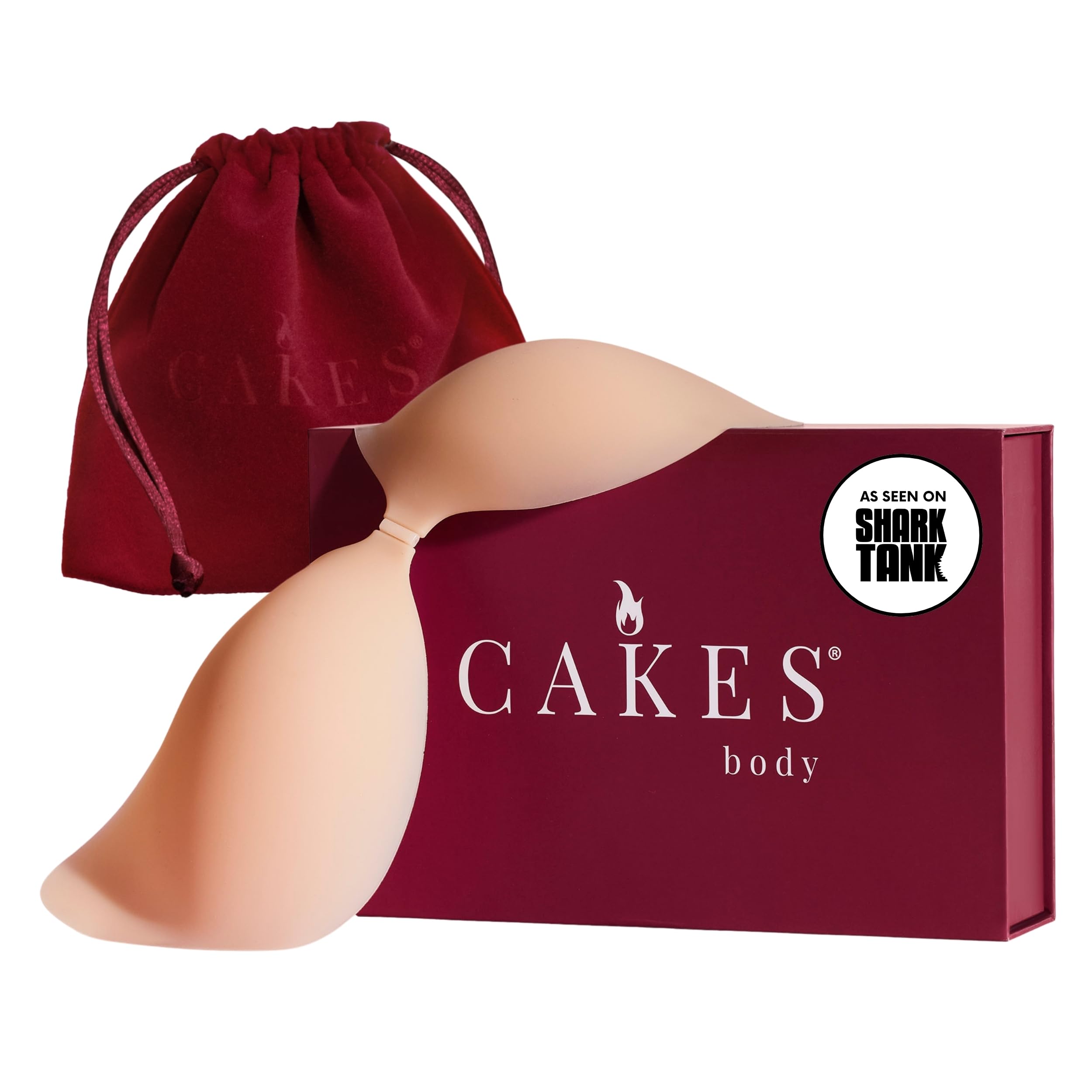 CAKES Body adhesive strapless bra front view for secure, reusable wear