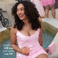 CAKES Body cleavage bra on model in a low-cut top for natural shaping.