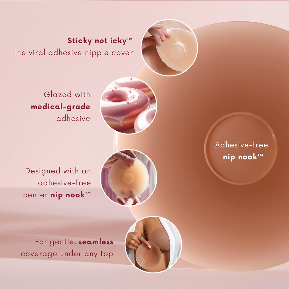 CAKES Body Nip-Nook adhesive-free center protects sensitive skin during wear