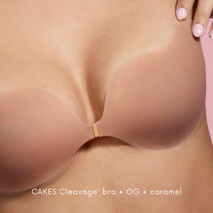 CAKES Body sticky bra silicone cups on model for seamless wear.