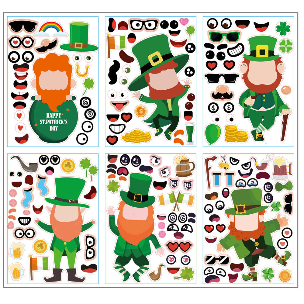 CAKOLINK St Patrick's Day face pattern stickers inspire kids' creative crafts.