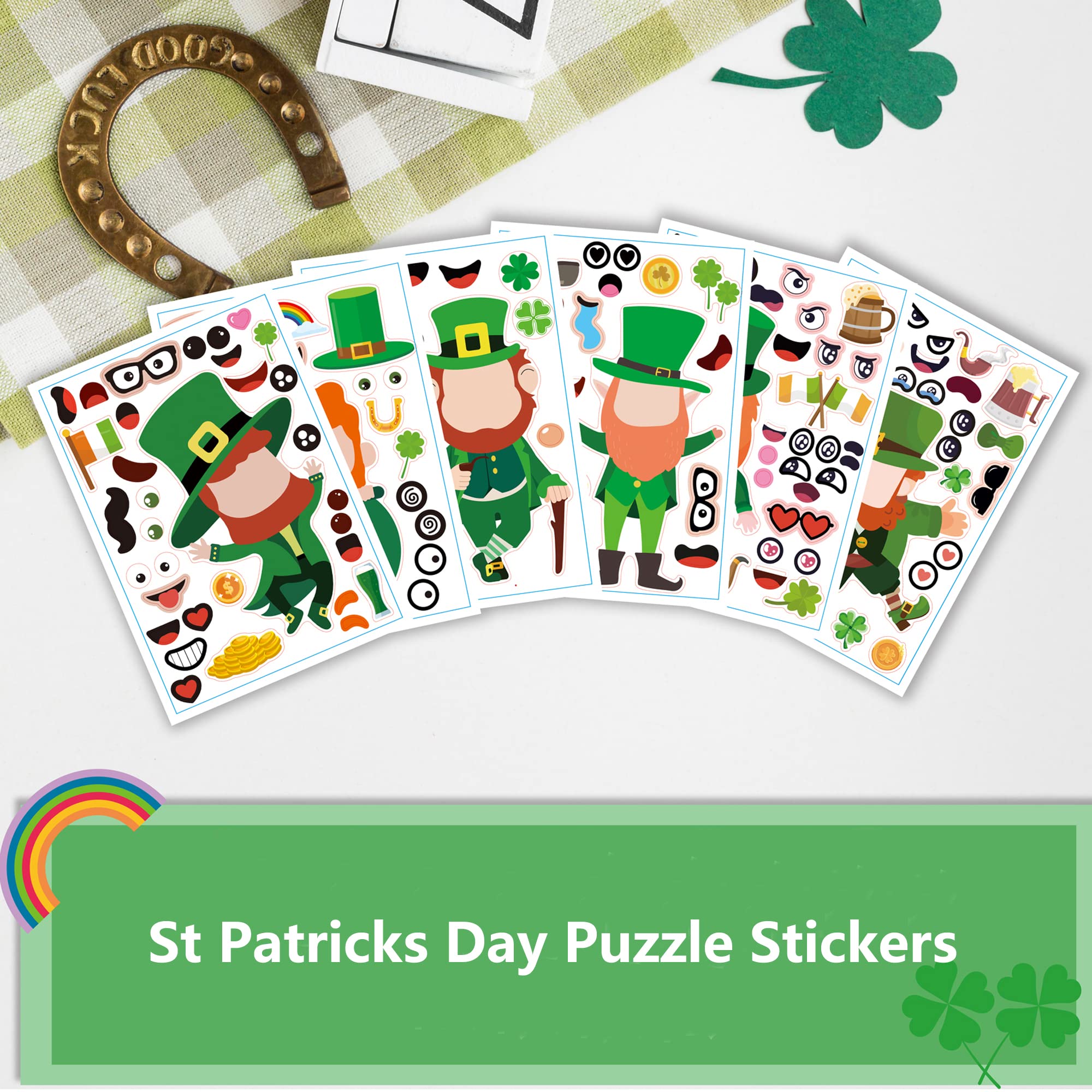 CAKOLINK St Patrick's Day face pattern stickers for playful DIY art projects.