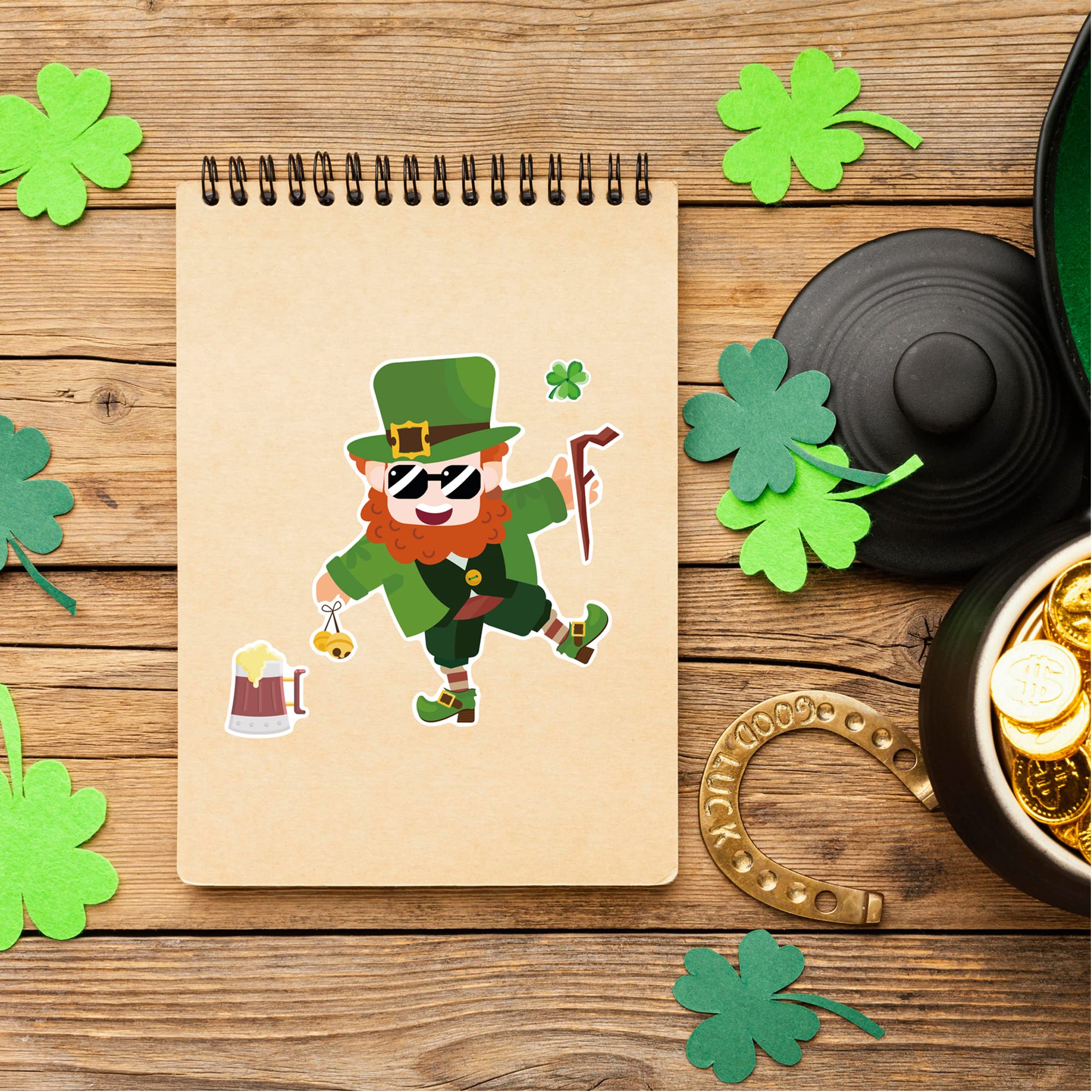 CAKOLINK St Patrick's Day shamrock pattern stickers for classroom decor and crafts.