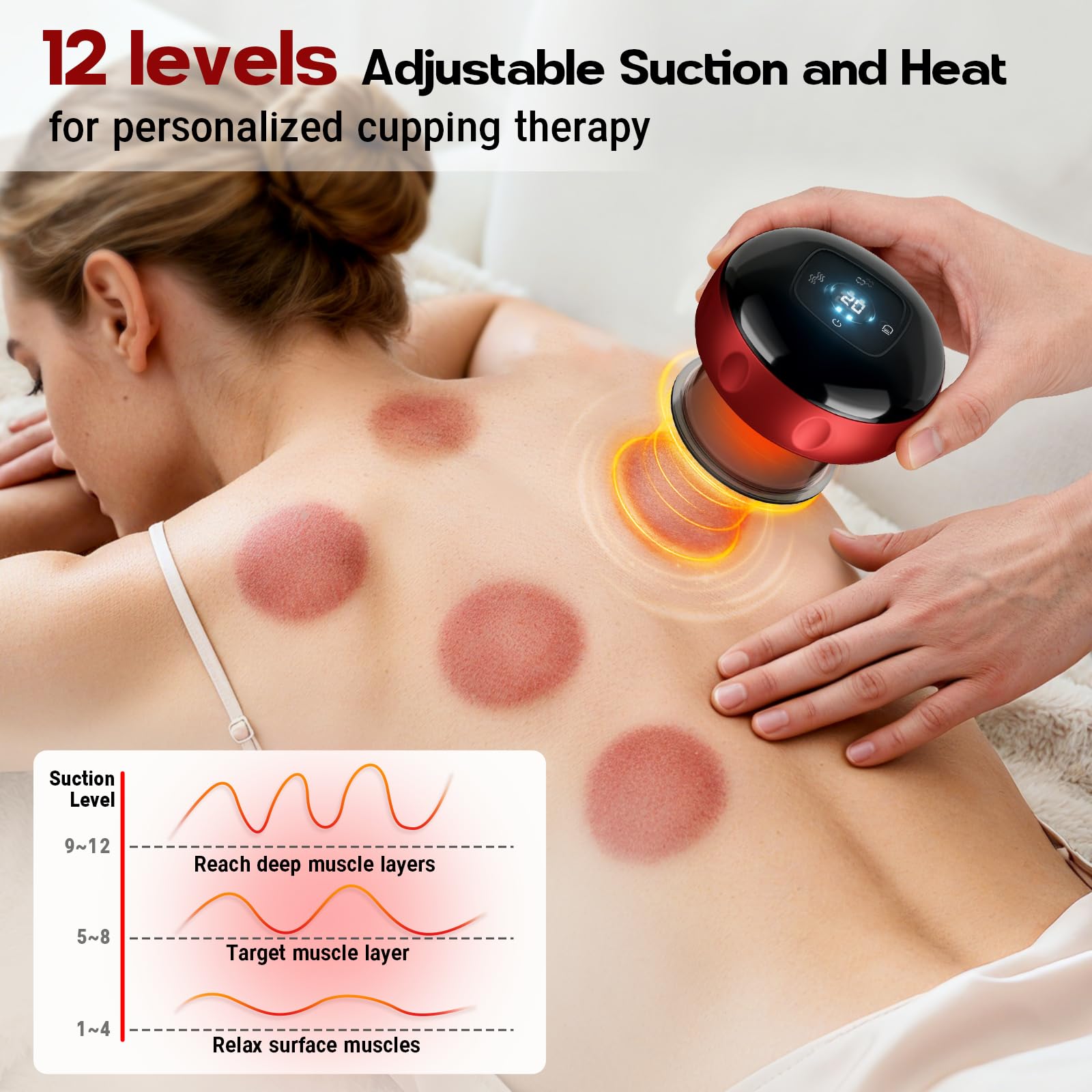 Cakoutanb heat therapy setting delivers comforting warmth to target muscles.