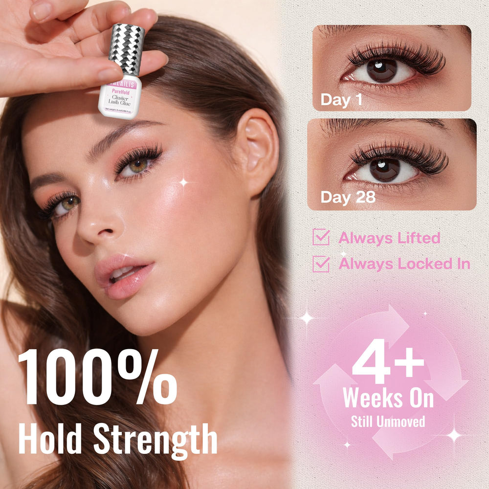 CALAILIS Lash Cluster Glue waterproof formula ensures secure wear in rain or sweat.