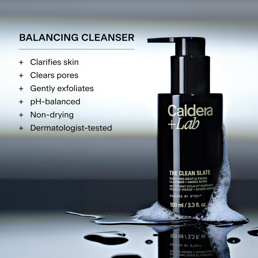 Caldera + Lab The Clean Slate eco-packaging highlighting sustainability and vegan values.