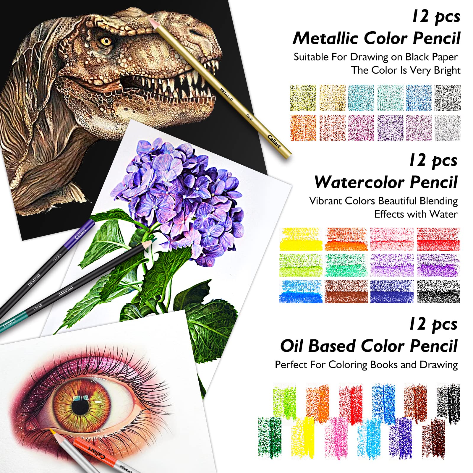 Caliart 6x9 100-sheet 3-color sketchbook open for versatile media.