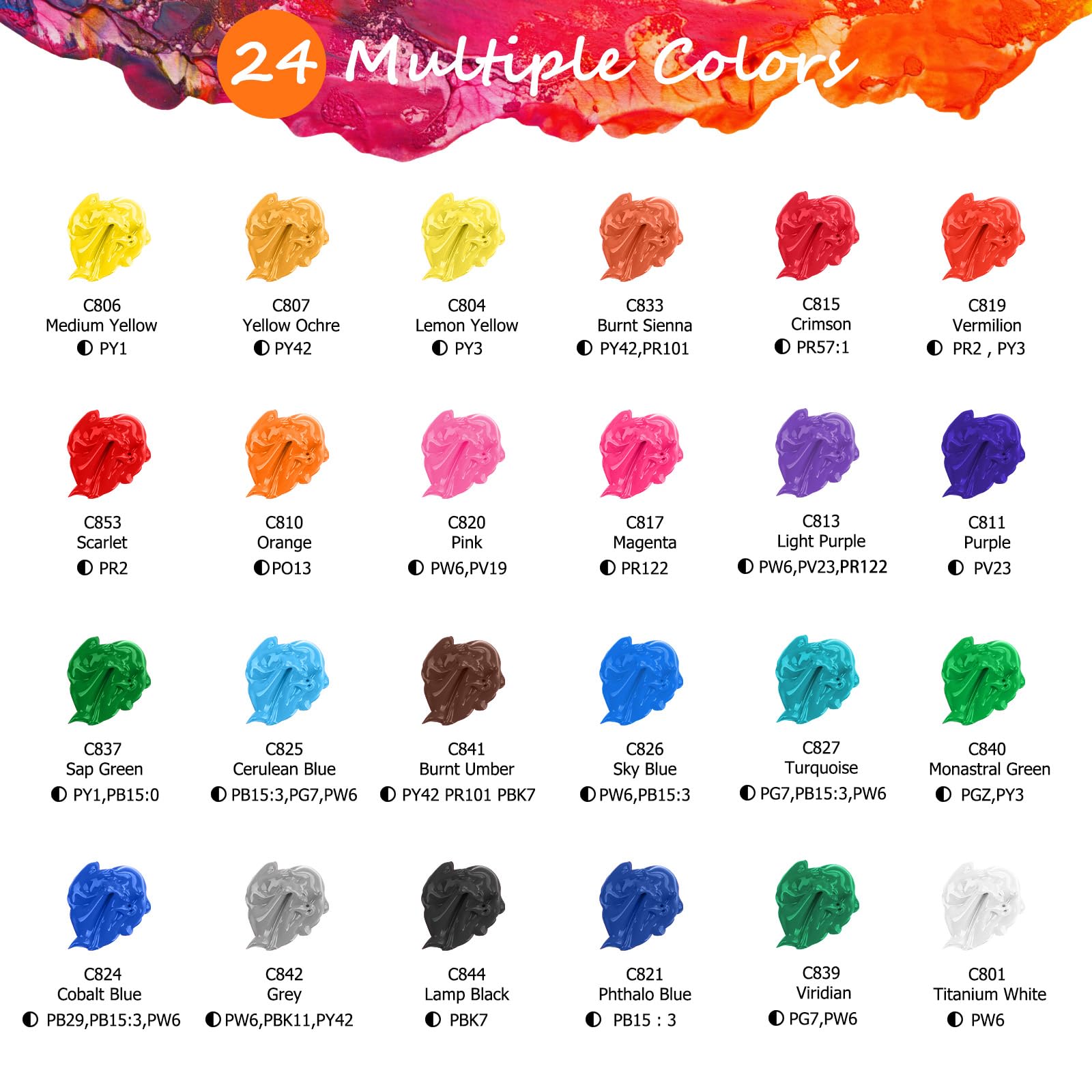 Caliart rich pigments for non-toxic, easy layering
