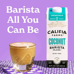 Califia Farms Coconut Barista Blend latte-art-ready foams to create cafe-style lattes at home.