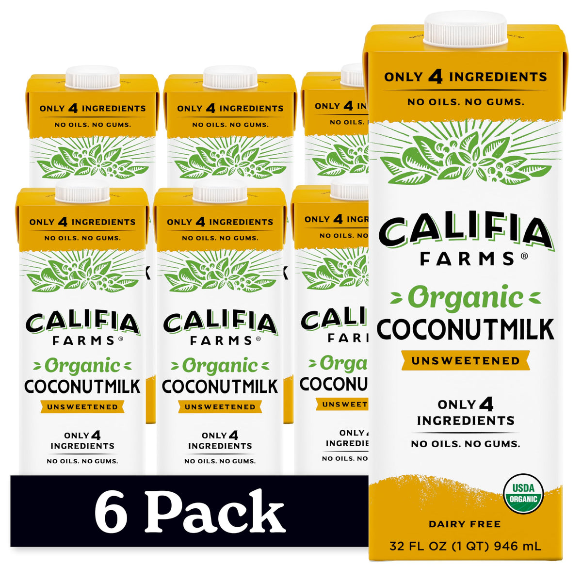 Califia Farms Organic Coconutmilk bottle pour shows dairy-free creaminess for drinks