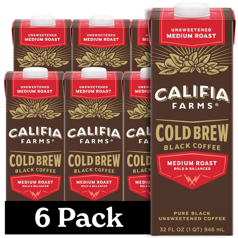 Califia Farms Pure Black Cold Brew 6-pack bottle ready to blend into custom drinks.