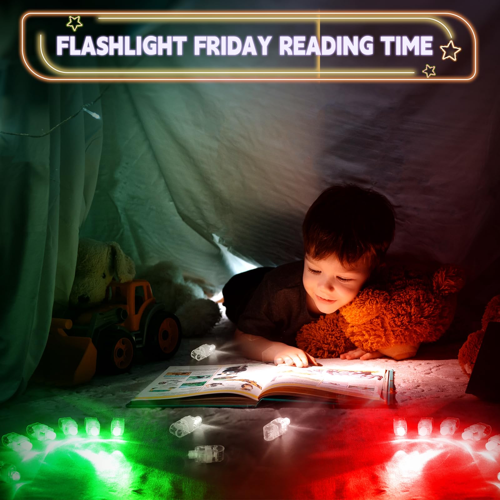 CALIFORNIA CADE ELECTRONIC finger lights with vibrant colors at a party.