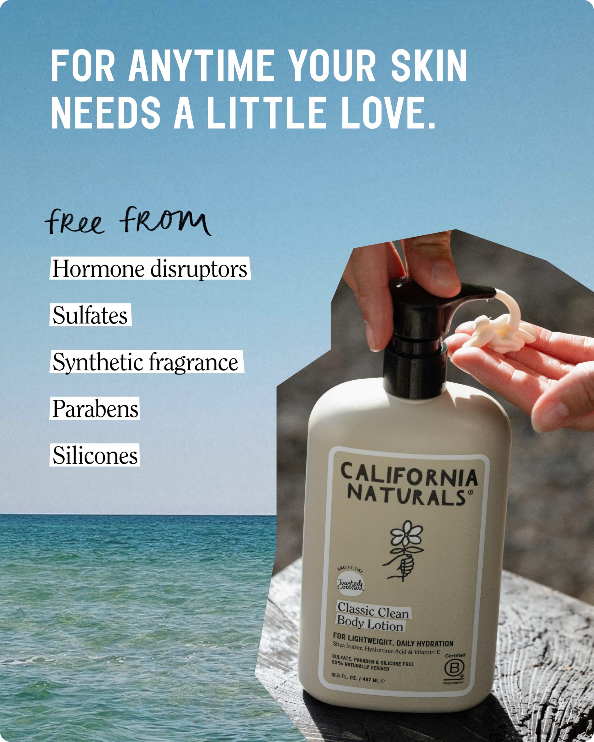 California Naturals Classic Clean coconut oil ingredient hint for tropical aroma.