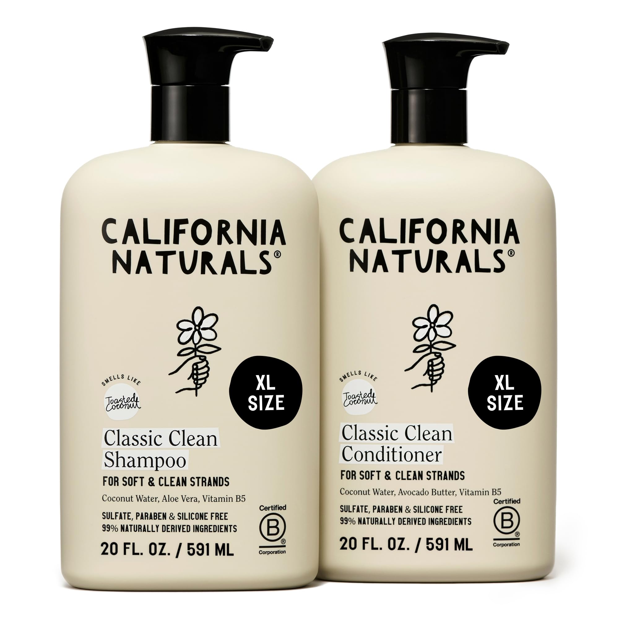 California Naturals coconut shampoo bottle on a clean shelf for gentle daily cleansing.