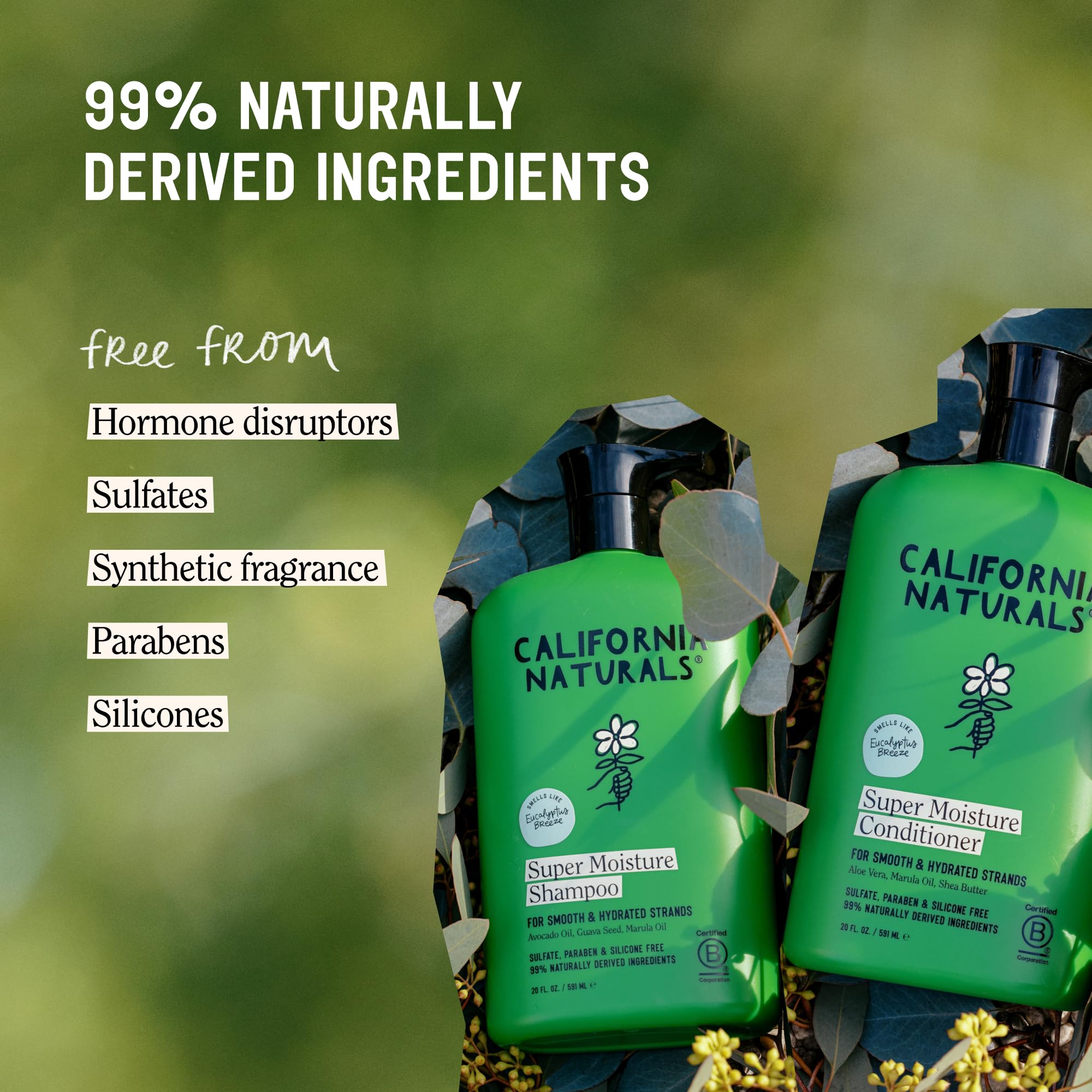 California Naturals Eucalyptus Breeze duo on shelf for simple daily routine and hydration.