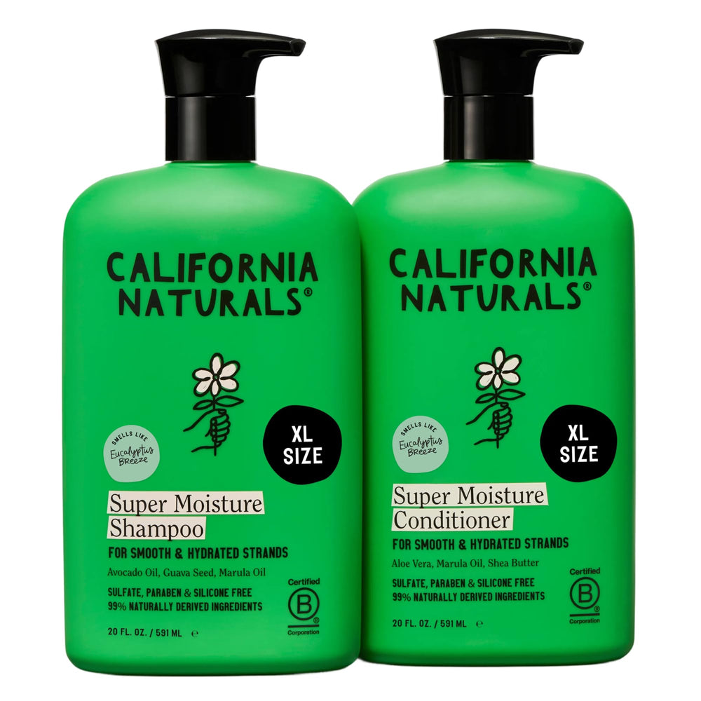 California Naturals Eucalyptus Breeze shampoo bottle highlights hydrating formula for daily cleansing.