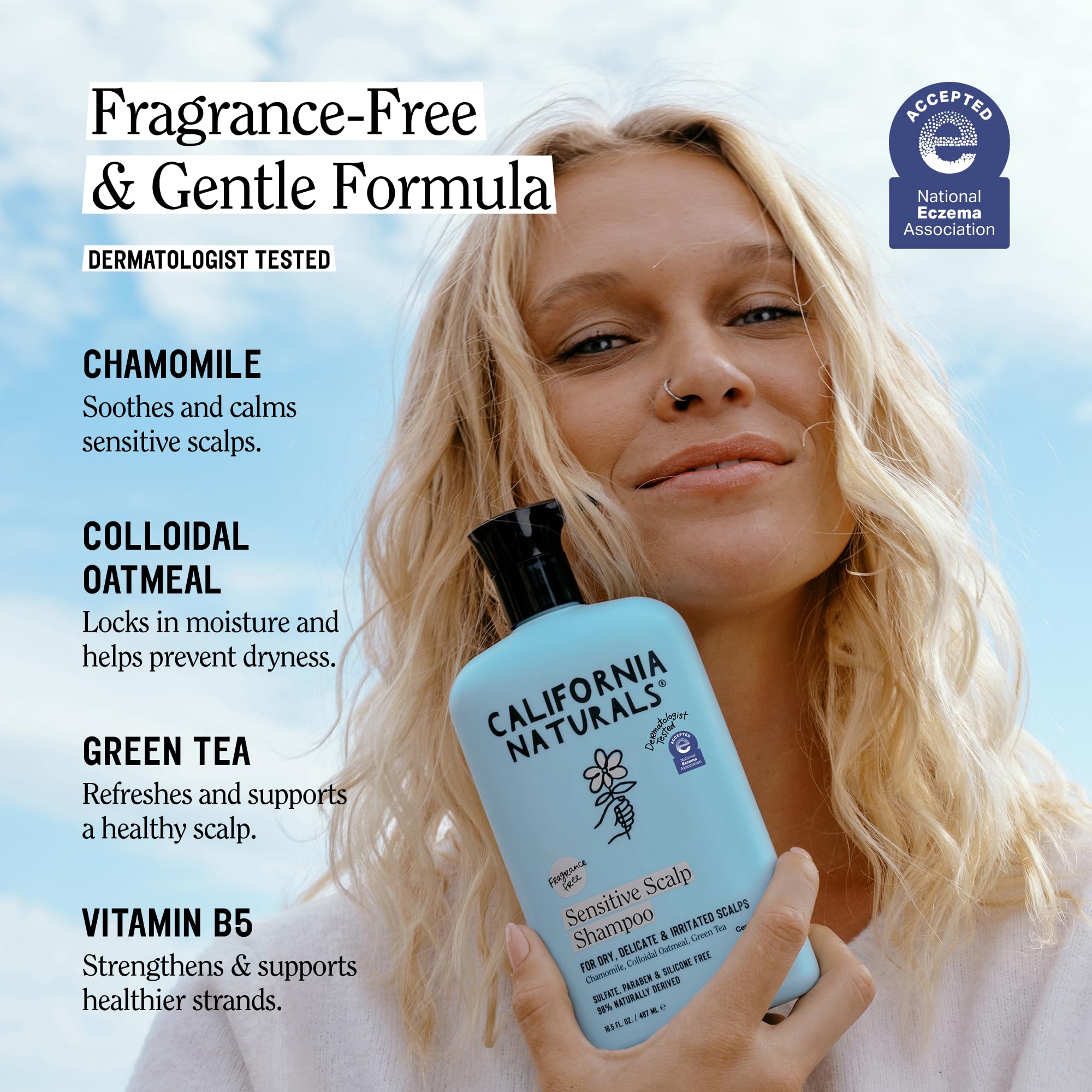 California Naturals Ingredients panel shows 98% naturally derived formula.