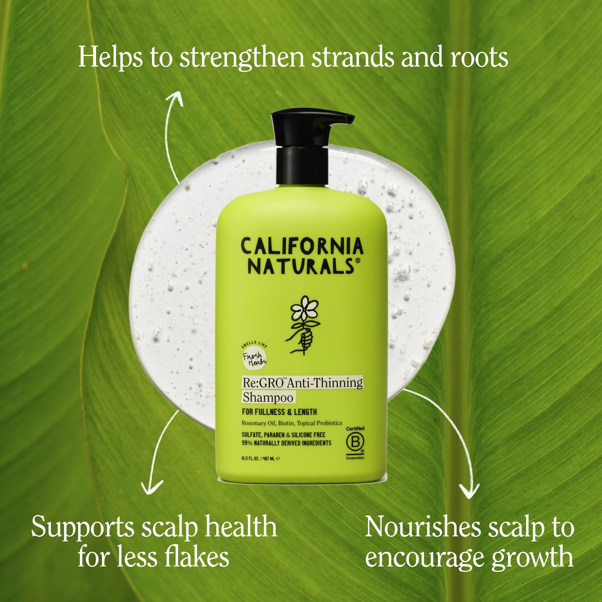 California Naturals Re:GRO shampoo foam highlights a gentle, invigorating cleansing experience