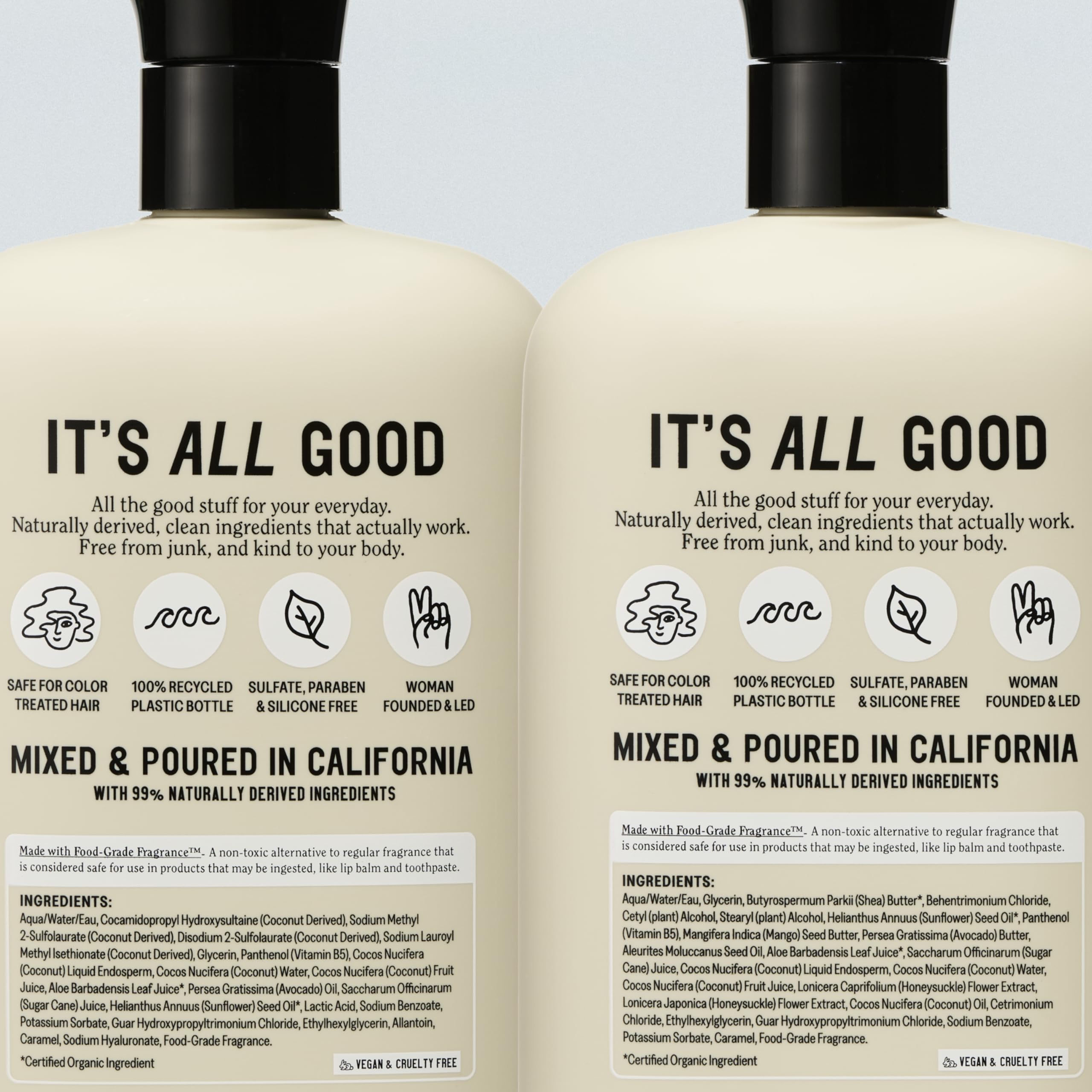 Eco-friendly packaging symbol on California Naturals bottle indicating recycled materials.