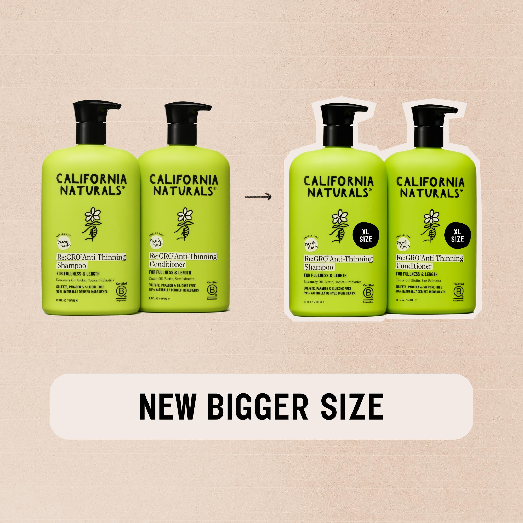 California Naturals Re:GRO hair strands close-up shows nourished shine