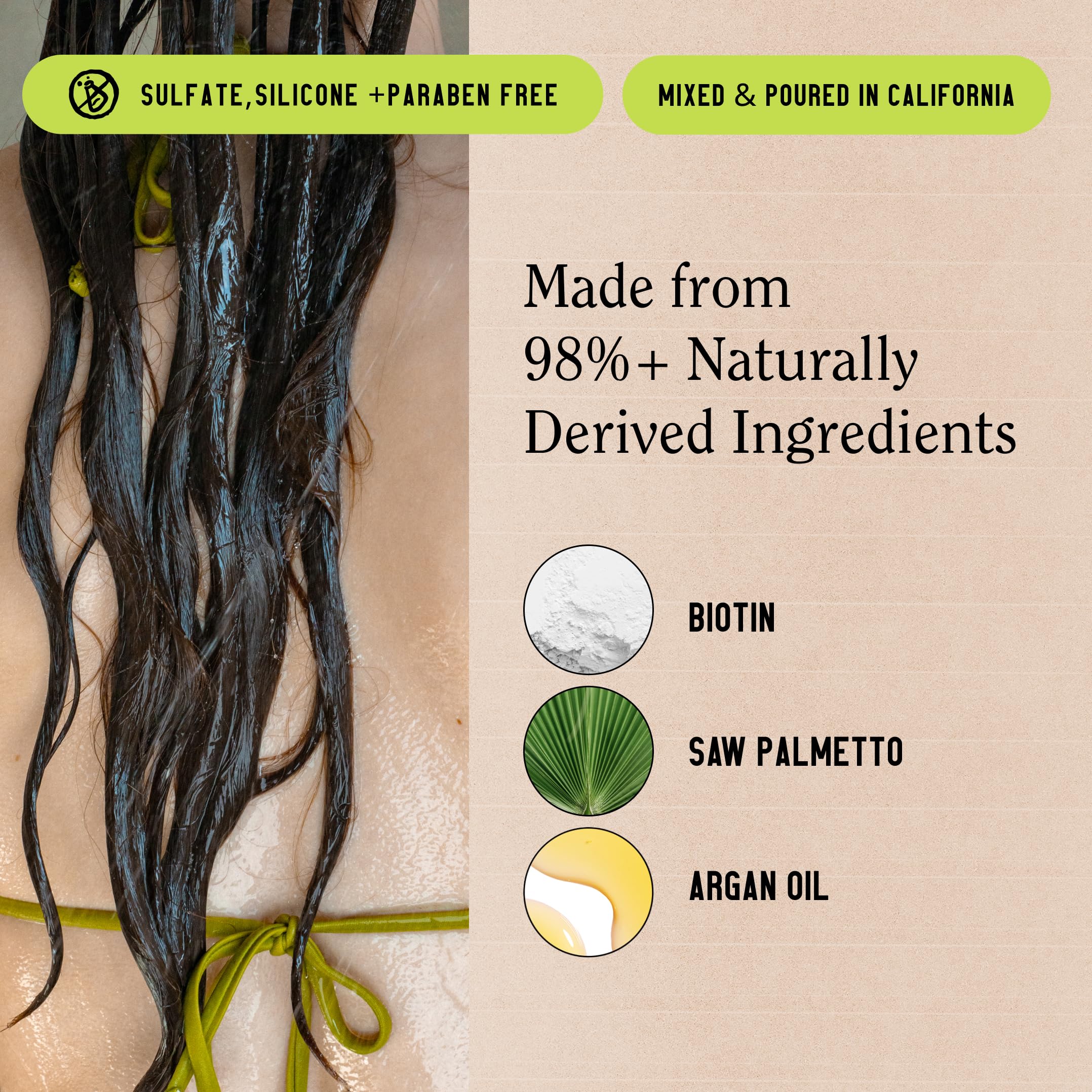 California Naturals Re:GRO rosemary-caffeine ingredients highlight follicle support