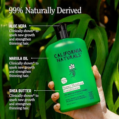 Creamy texture of California Naturals conditioner spreading through hair fibers