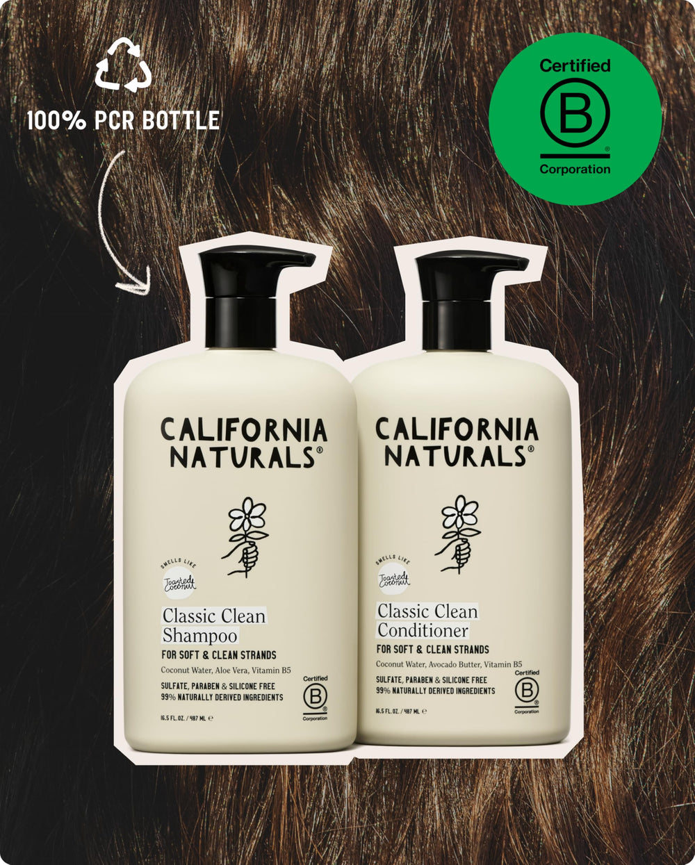 Sweetgrass fragrance note beside the coconut shampoo bottle from California Naturals.
