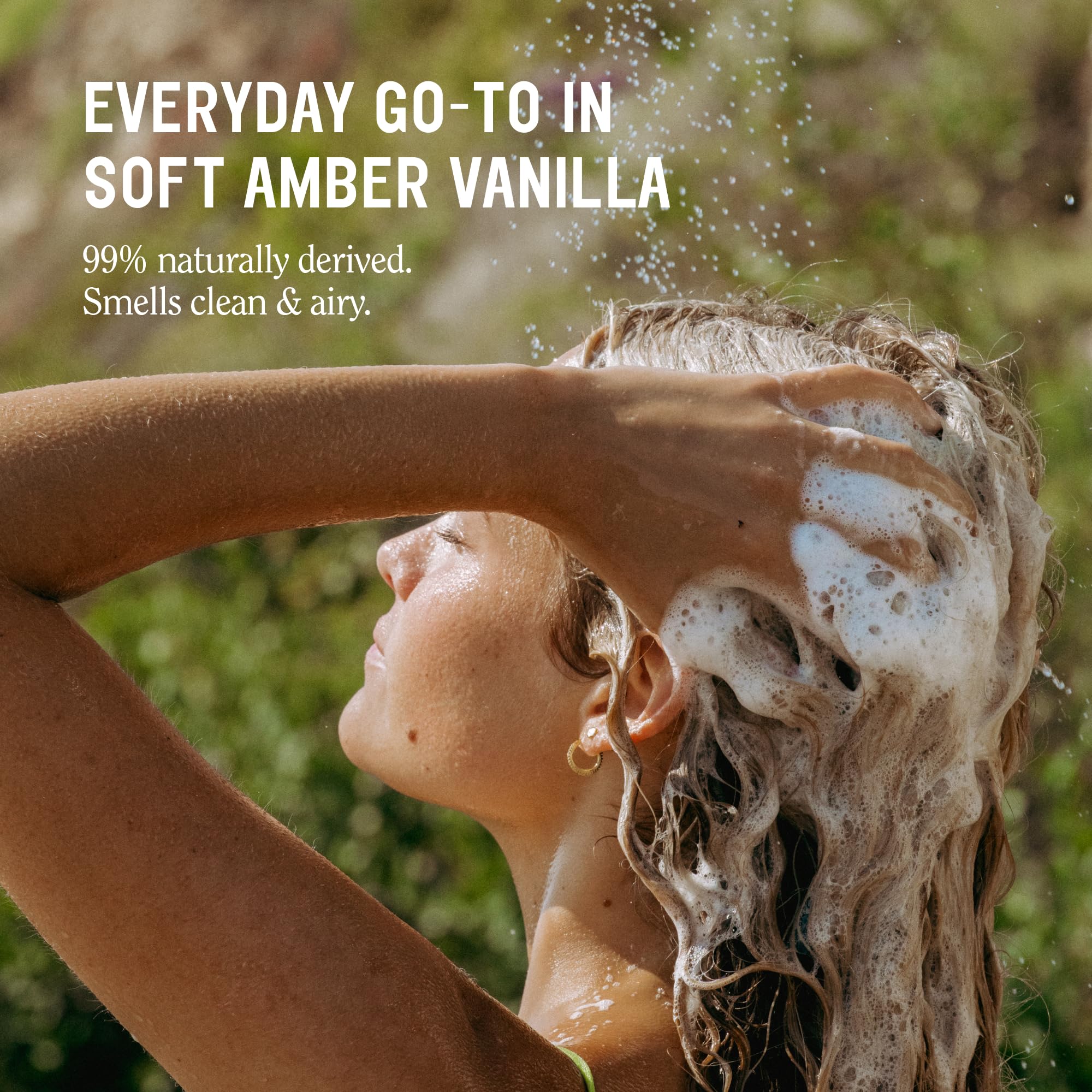 California Naturals Vanilla Bloom Shampoo lather demonstrates rich foam without sulfates.