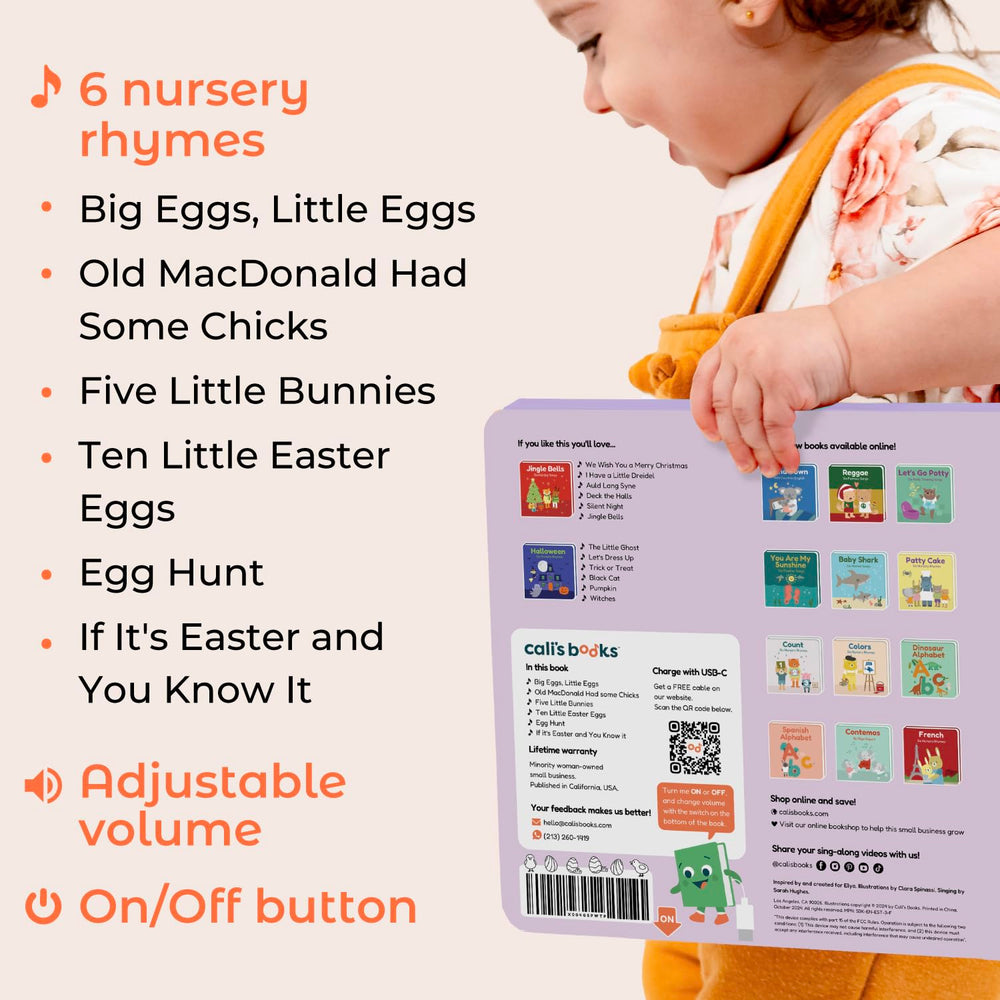 Cali's Books Easter Nursery Rhymes Musical Book USB-C recharge port visible