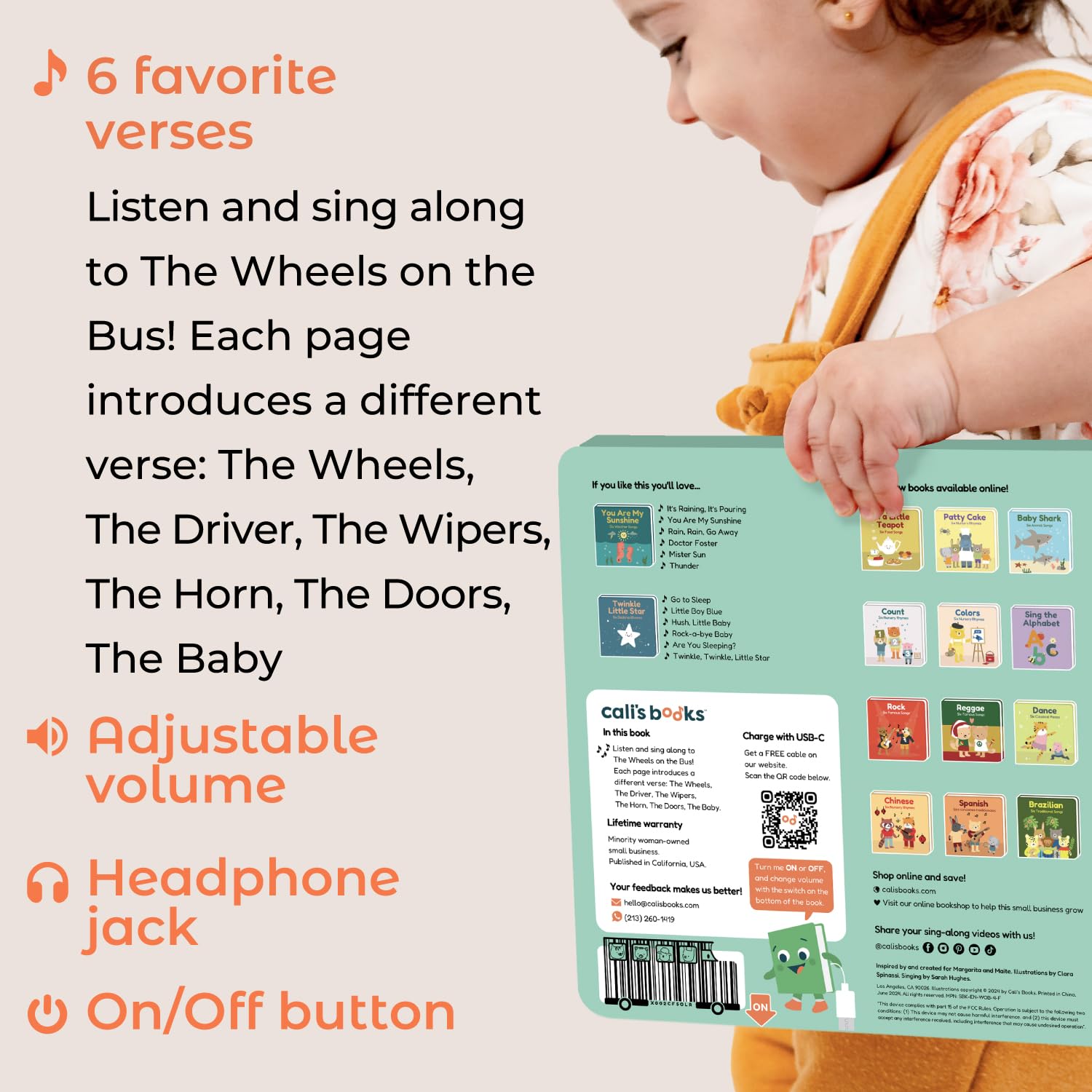 Cali's Books Wheels on the Bus baby moment encourages caregiver interaction.