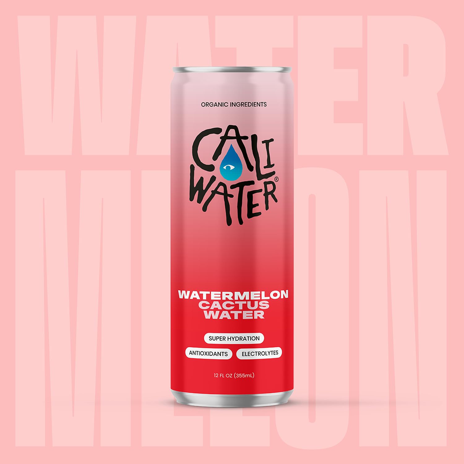 CALIWATER Watermelon Cactus Water stored in the fridge for a chilled sip