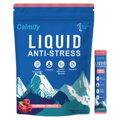 Calmify Liquid Anti Stress Cortisol bottle showing a sugar-free magnesium drink for calm focus.