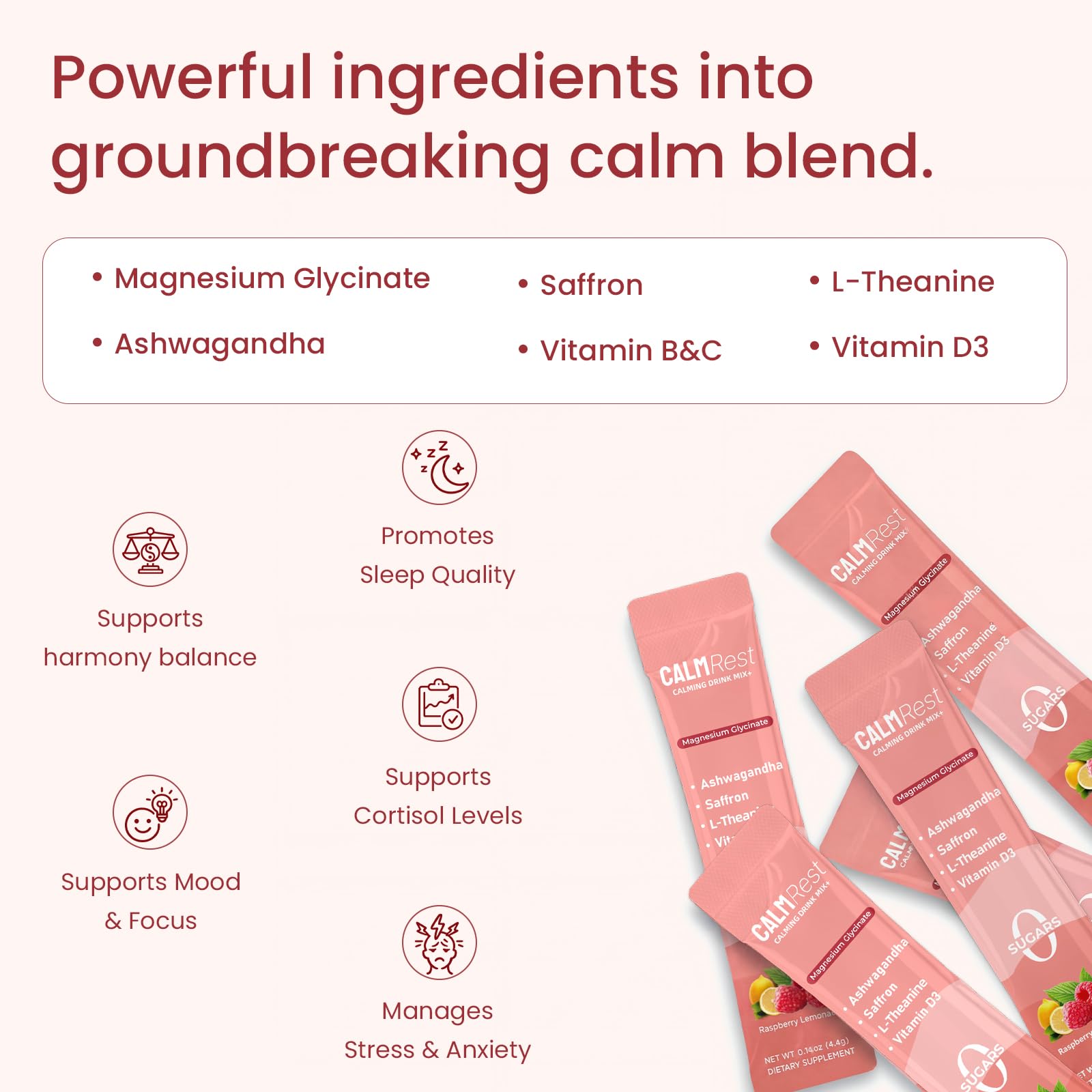 CalmRest blends ashwagandha and saffron for potential mood balance.