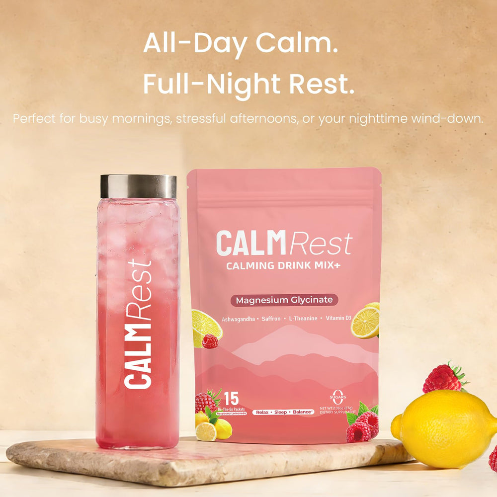CalmRest evening routine setup with mug suggesting wind-down