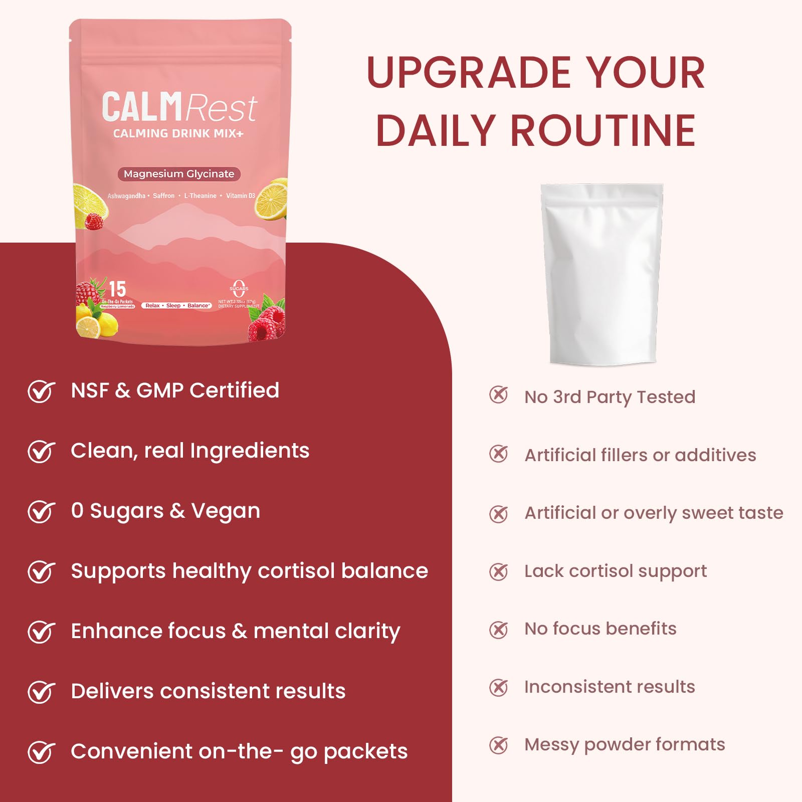 CalmRest no sugar formula shown as a sugar-free option.