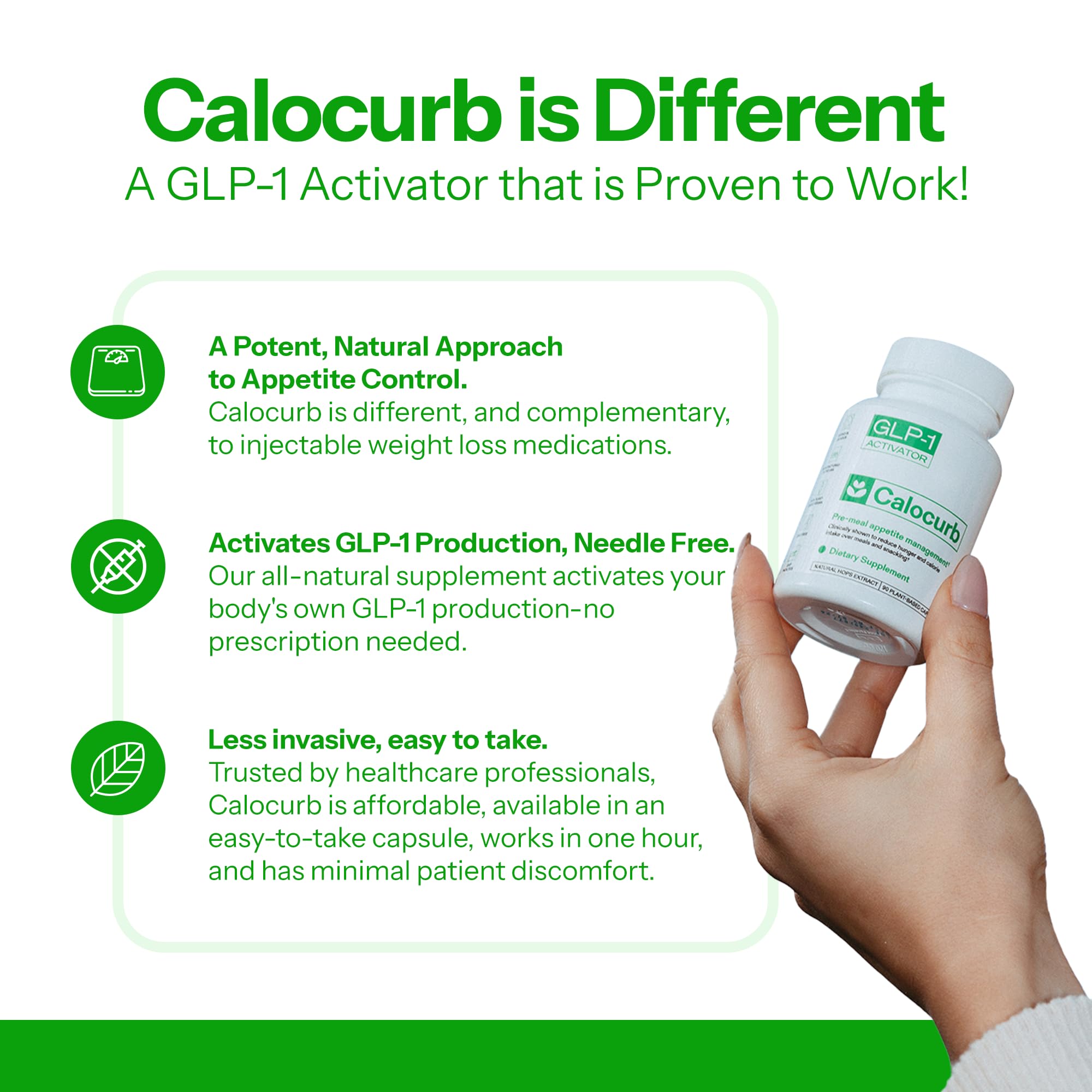Calocurb packaging box with dosage information and quality cues.