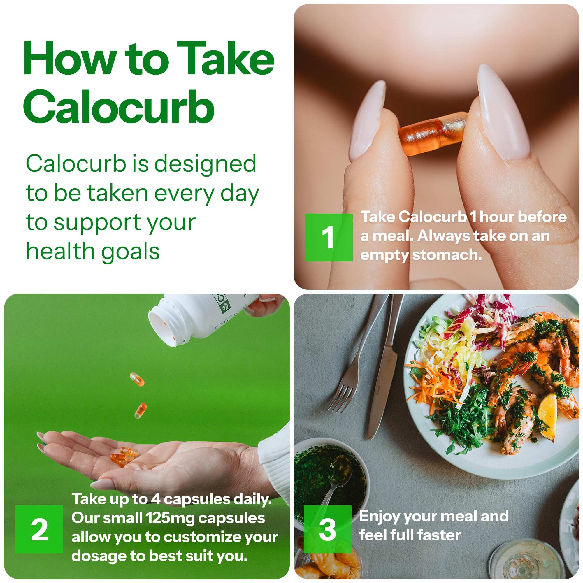 Calocurb tablets beside a glass of water for daily routine.