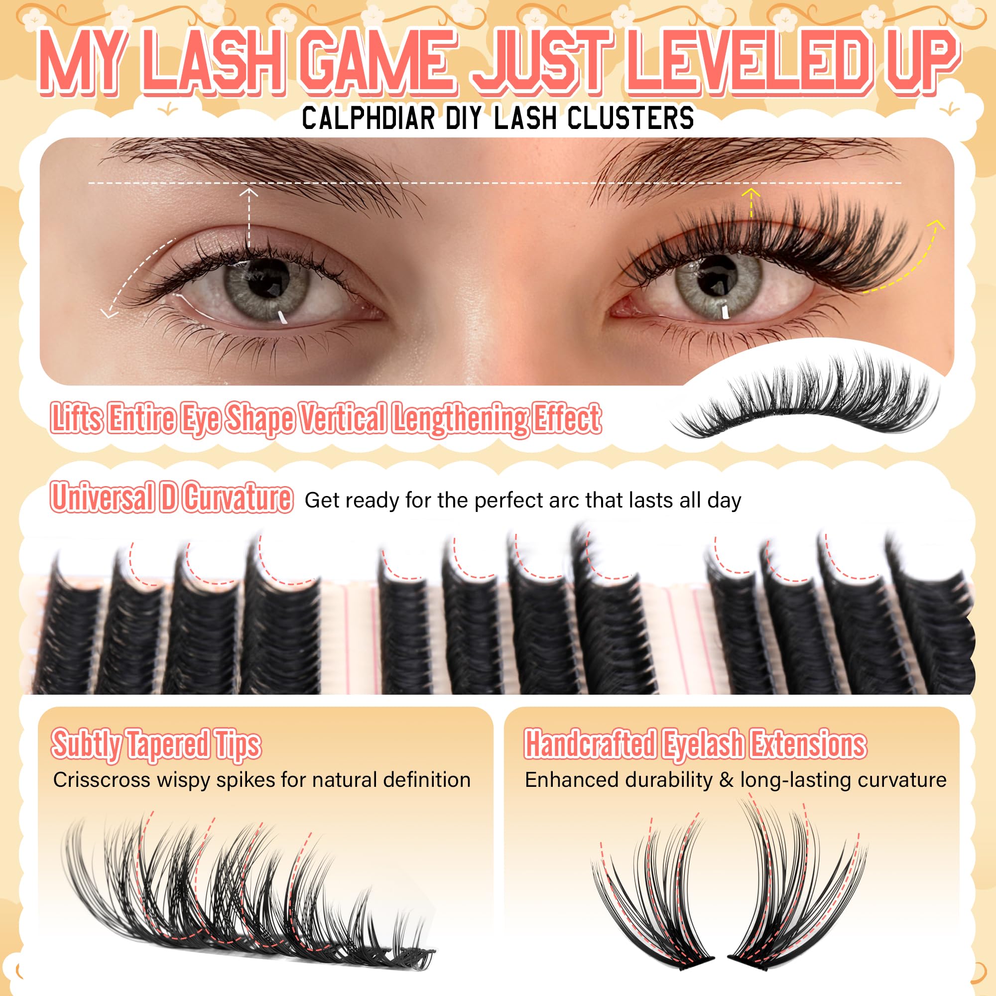 Calphdiar 474pcs cluster lashes bundle for DIY projects