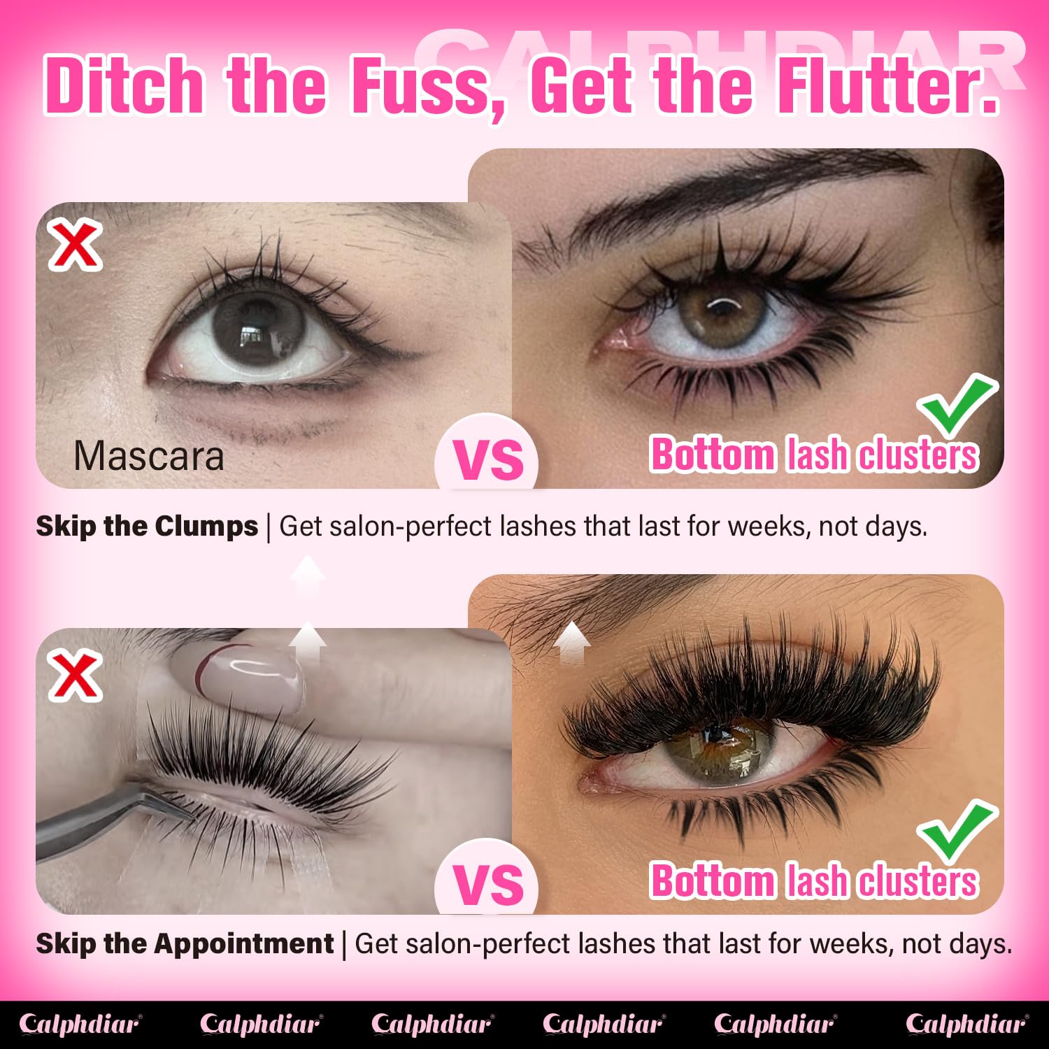 Calphdiar bottom lash clusters help achieve a complete, cohesive lower-lash enhancement