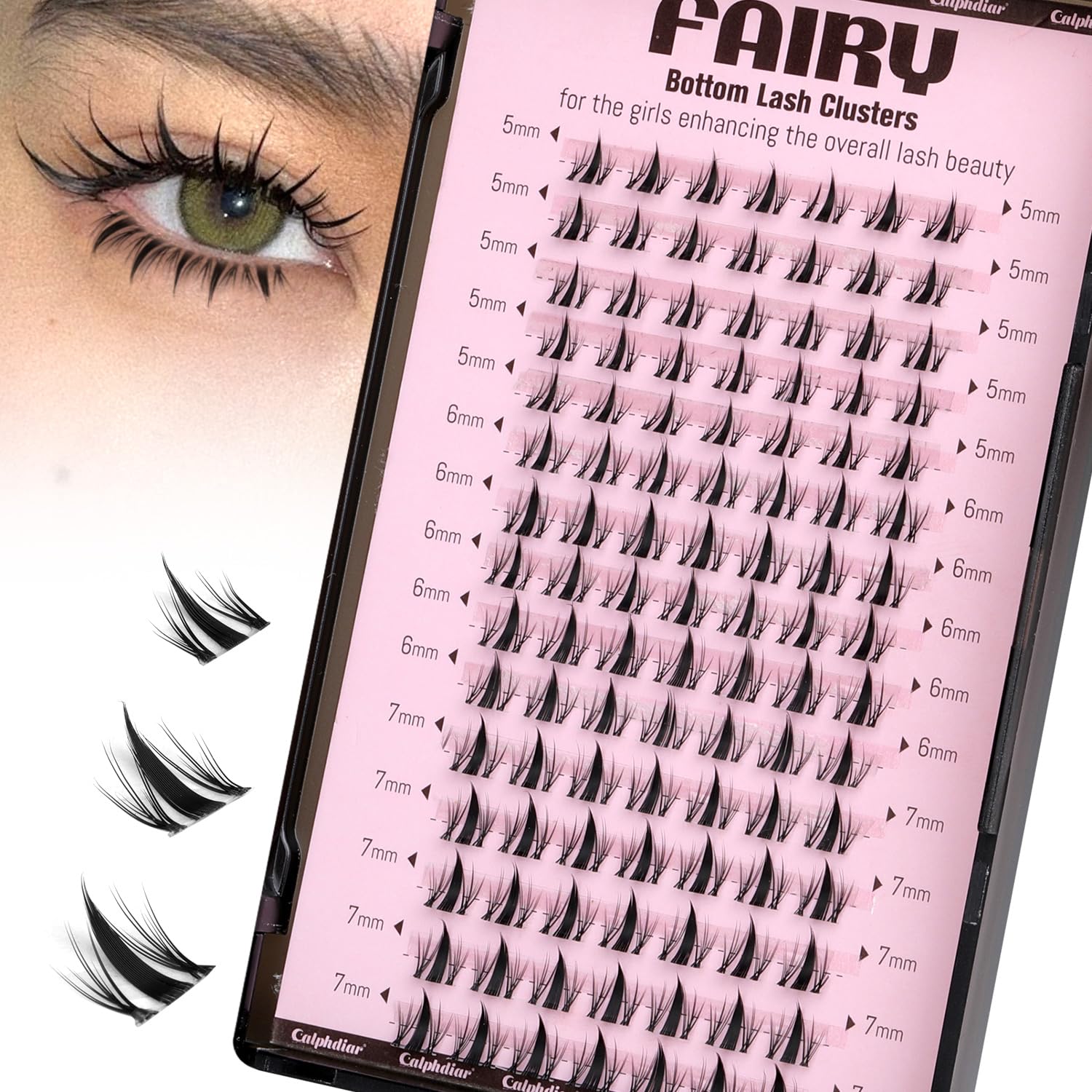 Calphdiar bottom lash clusters 5-7mm for a natural, doe-eyed appearance