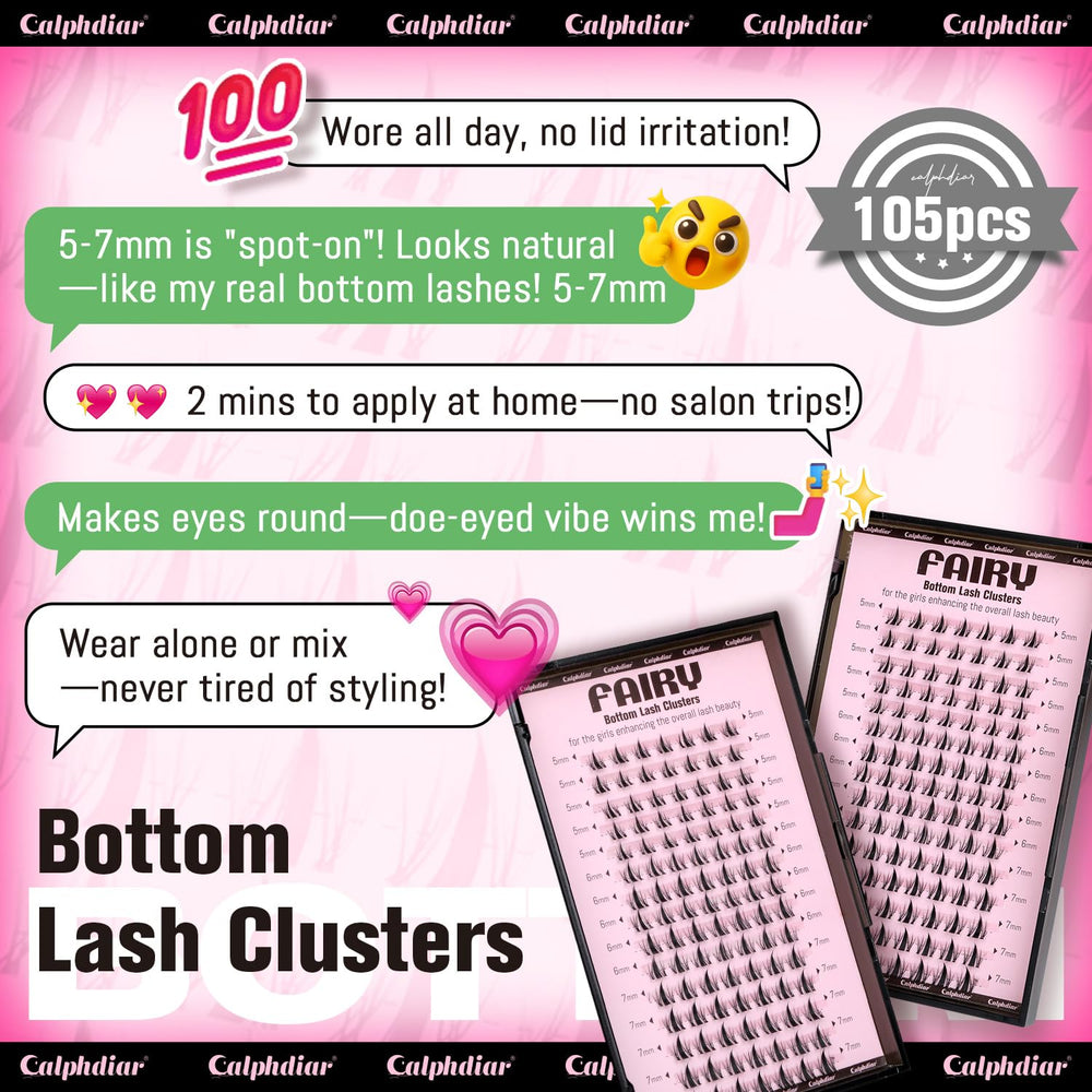 Calphdiar bottom lash clusters with an invisible clear band for a discreet finish