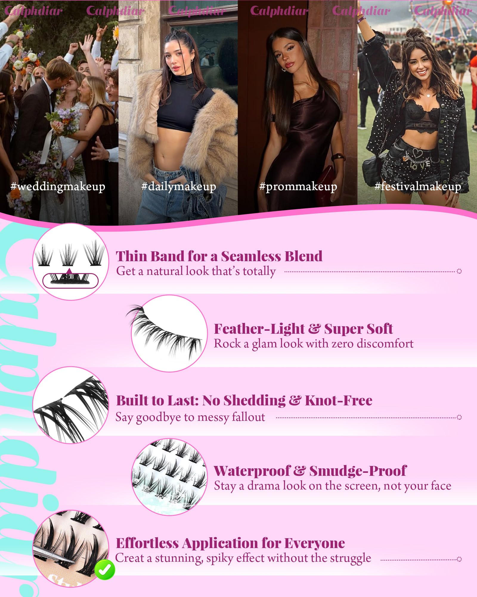 calphdiar bottom lash clusters invisible band: barely-there comfort and natural concealment.
