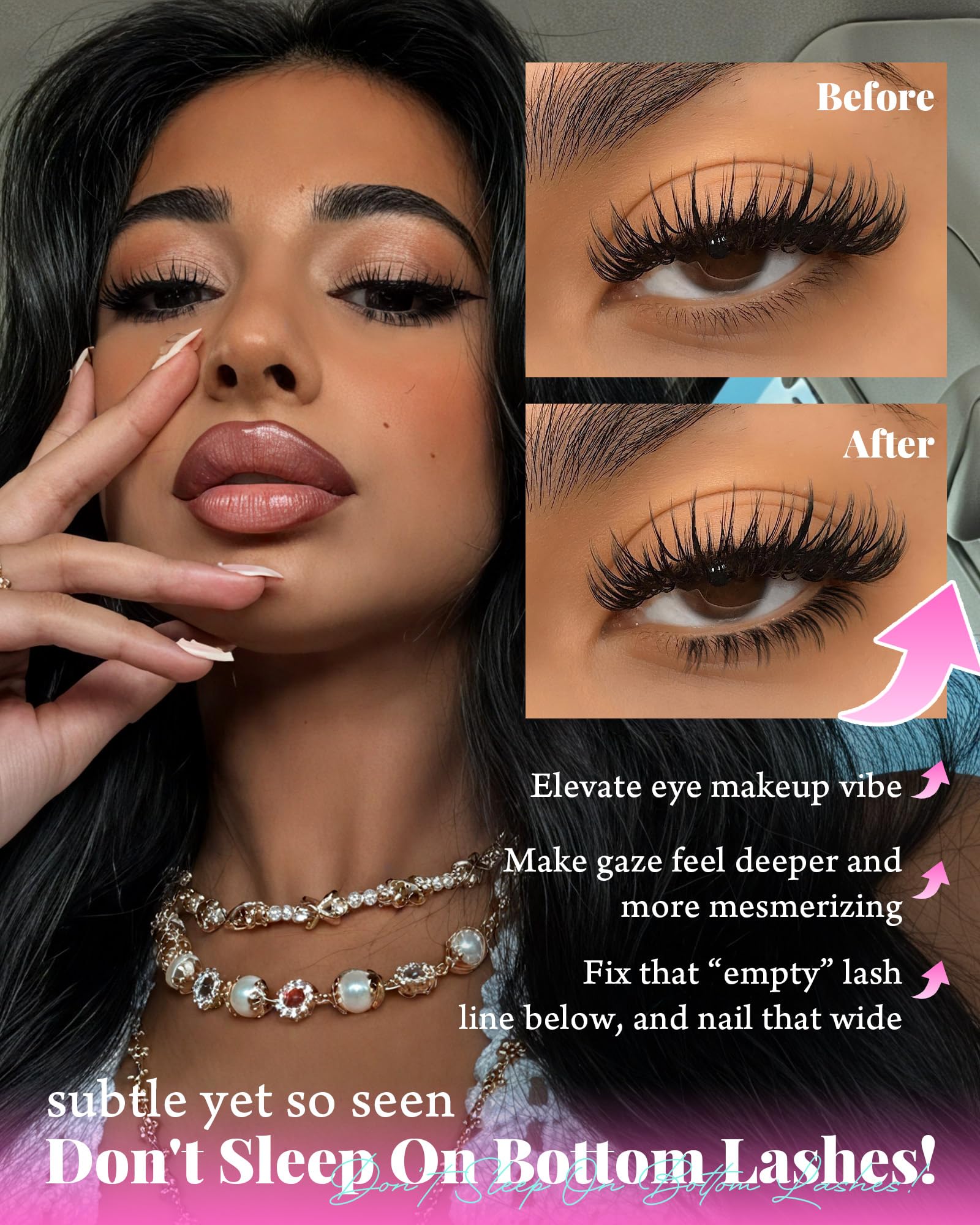 calphdiar bottom lash clusters manga style: enhanced width with subtle drama.
