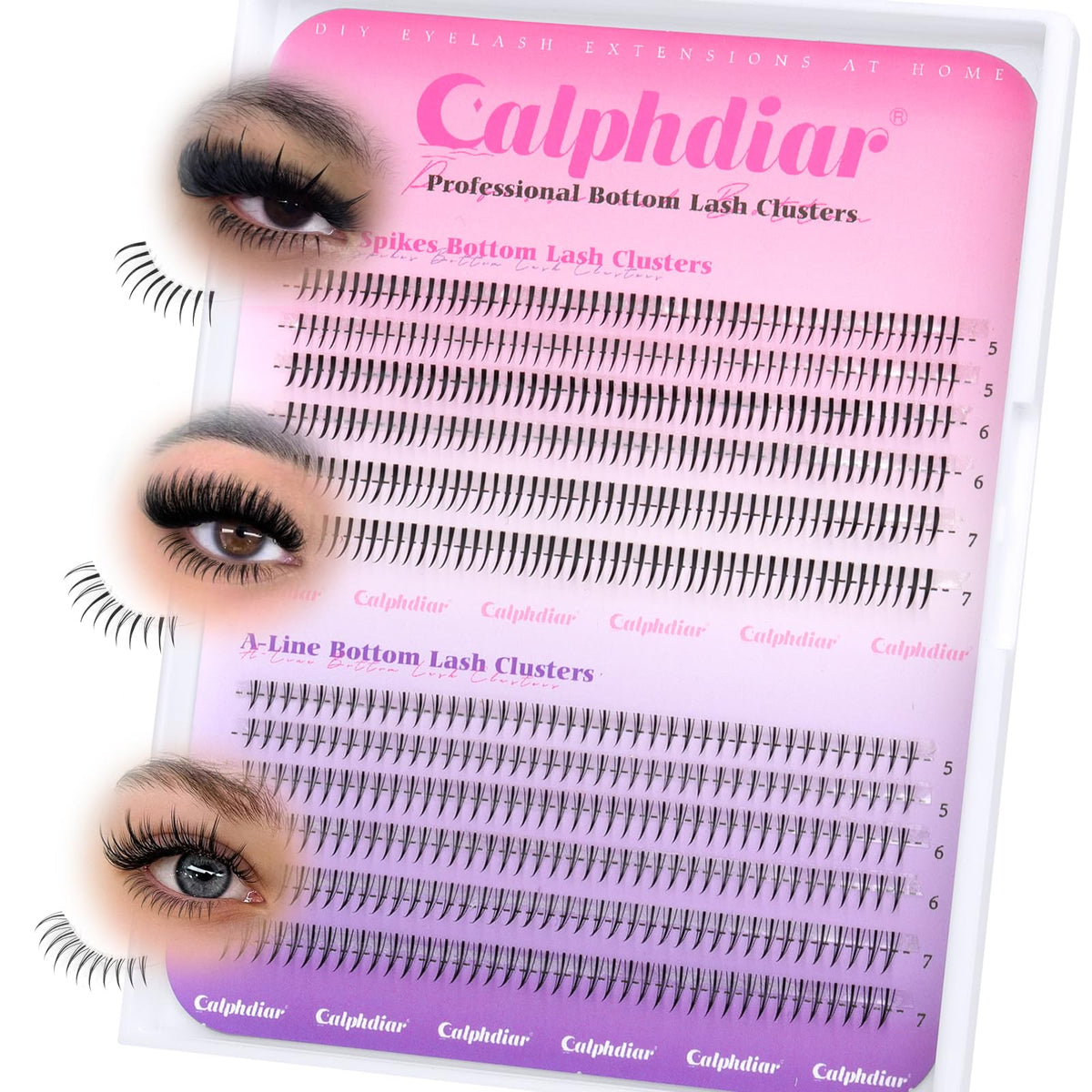 Calphdiar bottom lashes clusters in 5-7mm offer natural or manga looks.