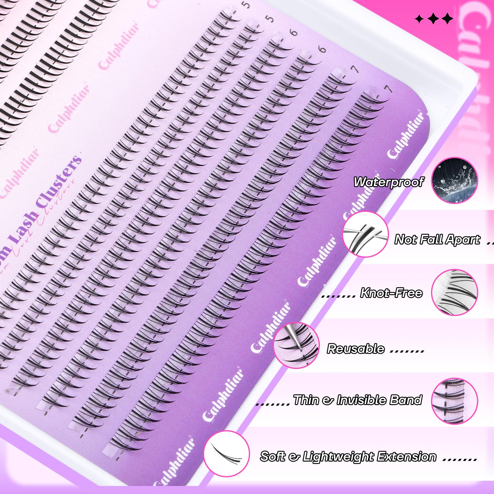 Calphdiar bottom lashes clusters are durable and designed for long wear.