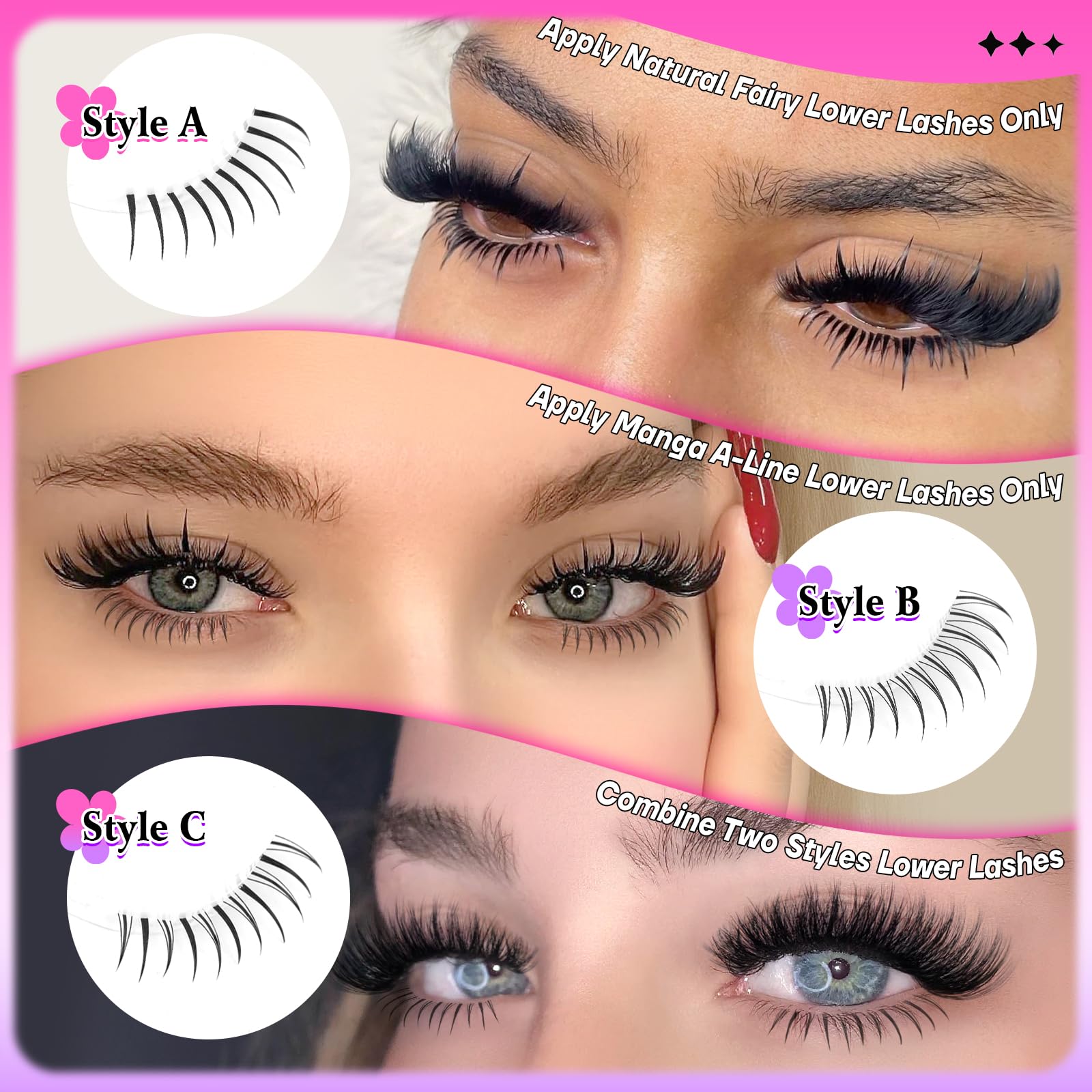 Calphdiar bottom lashes clusters feature ultra-thin band for seamless blending.