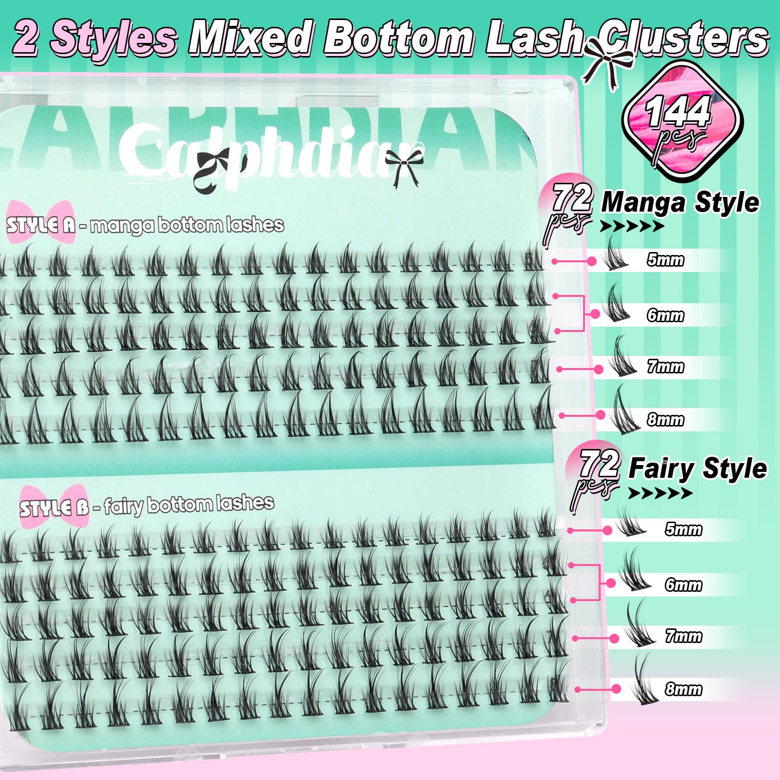 Calphdiar bottom lashes fairy cluster 5-8mm for a soft, natural lower lash finish.
