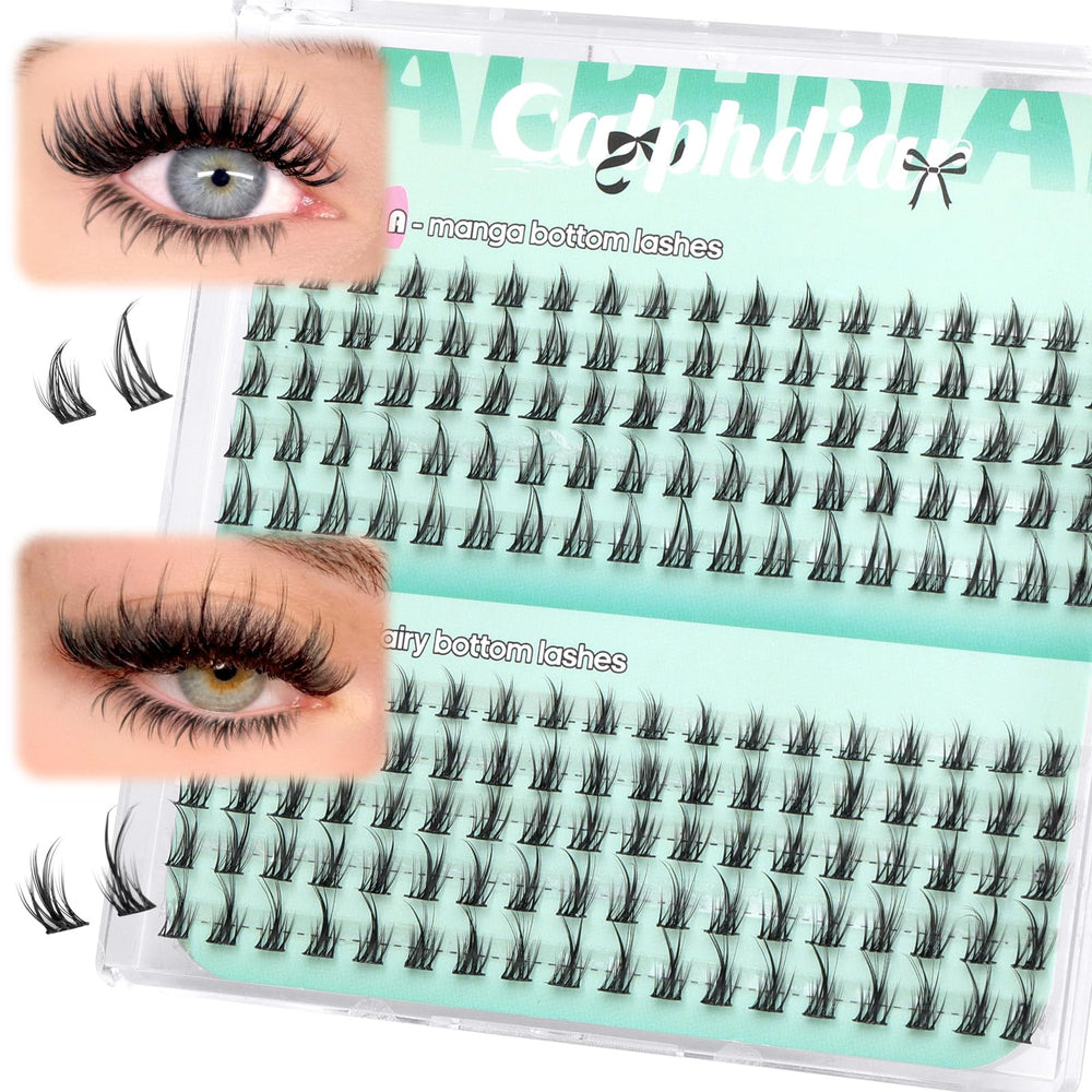 Calphdiar bottom lashes manga cluster 5-8mm for balanced eye makeup and dramatic lower lash look.