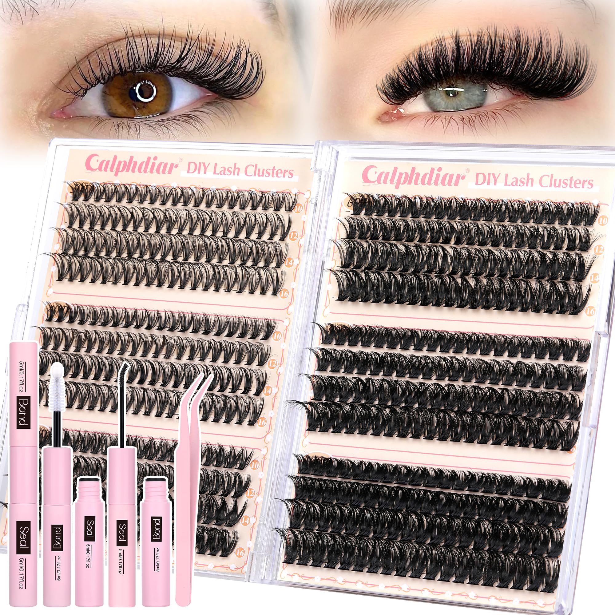 Calphdiar lash clusters kit with 30D-100D lengths for versatile looks